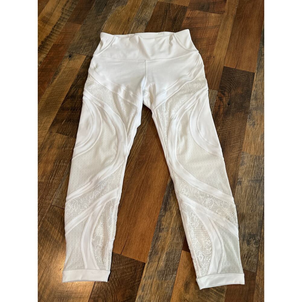 Lululemon Wunder Under High Rise Tight 25" Lace White Special Edition Size 10